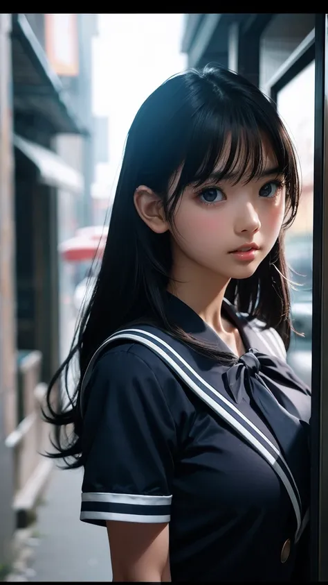 uniform、whole body、8k、cute、Adult women、   Details、 Dark Eyes、  black hair、  sexy、  random poses 、  random hairstyle、Reflected Light,   chiaroscuro,   written border depth,  movie lighting,   ray tracing ,   Sony FEGM  ,   ultra high resolution, 超   Details...