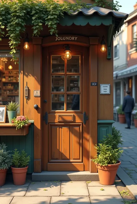 A laundry shop Door
