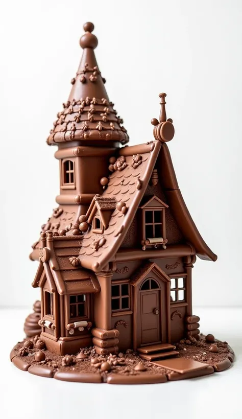 Choclate house, white background 