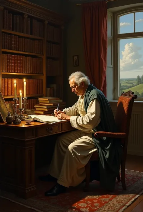 Montasquieu writing in his office 
