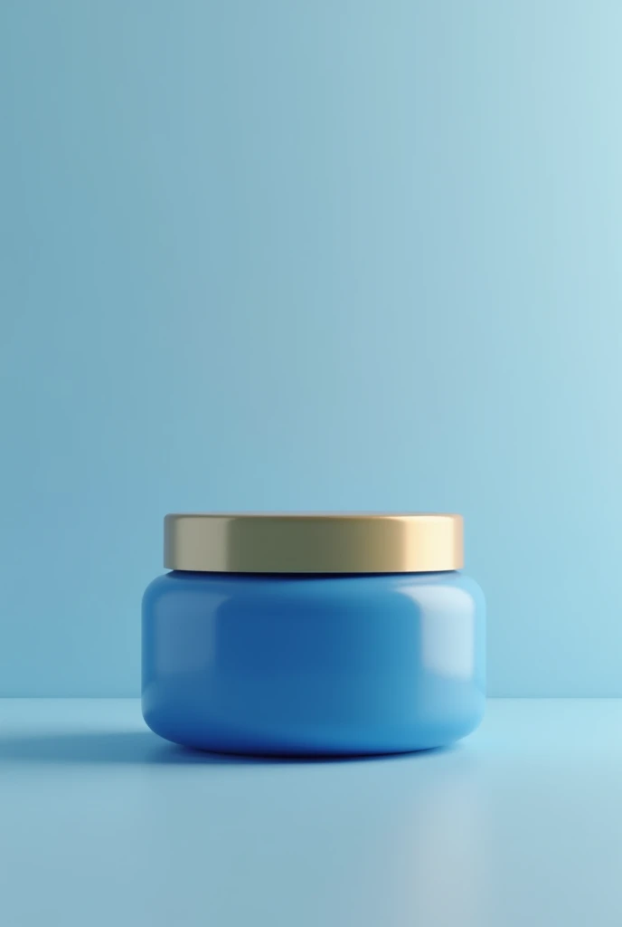 Create an image of a product the sand in which the packaging is blue and the golden lid is done horizontally 