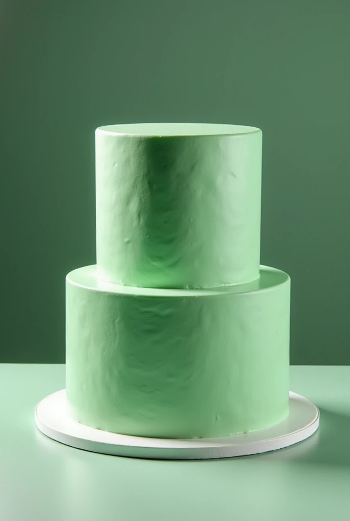 2-tier cake covered with smooth green shaded cream