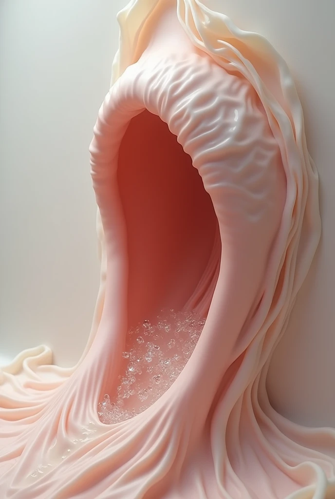 A naked vagina through which water flows