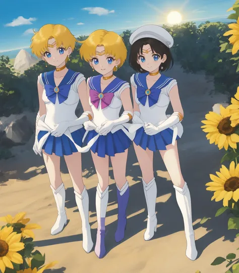 one sailor moon′s shota,a sailor moon′s shota wearing a white suit with a sky blue collar and short-sleeves,sailor moon′s shota wearing sunshine yellow necktie,sailor moon′s shota wearing sky blue spats,sailor moon′s shota with sunshine yellow short hair,s...