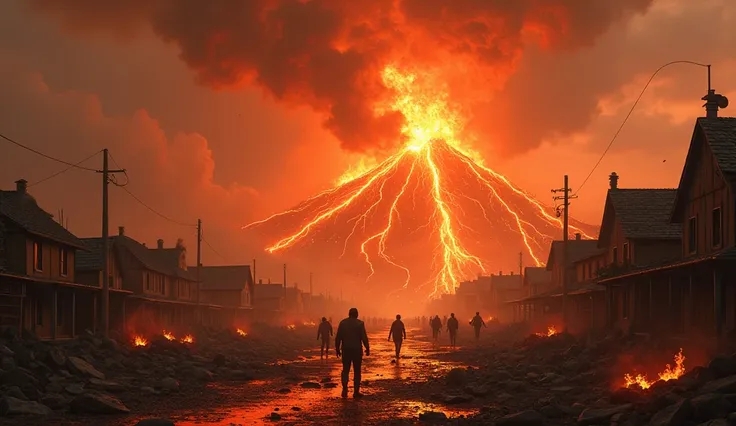 A volcano erupts and destroys a small town, reality 