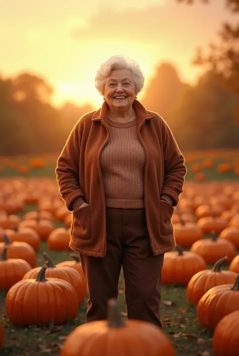 Grandma bodyposetive with pumpkin