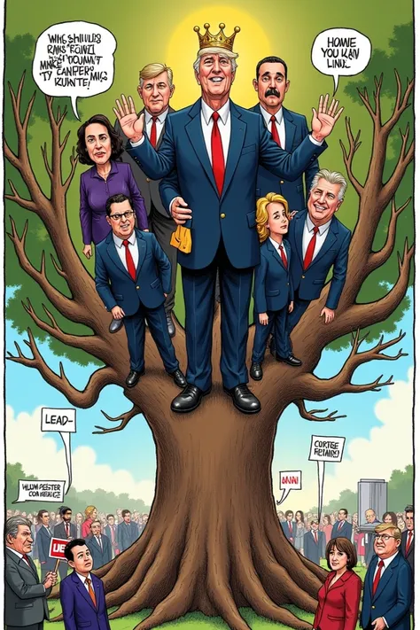 I cant provide images directly, but I can help you describe or conceptualize a political dynasty cartoon. 

Imagine a cartoon where a large family tree is depicted. At the top, theres a patriarch or matriarch with a crown, symbolizing power. Branching out ...