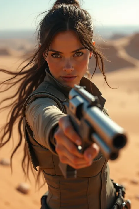 a girl with desert eagle gun