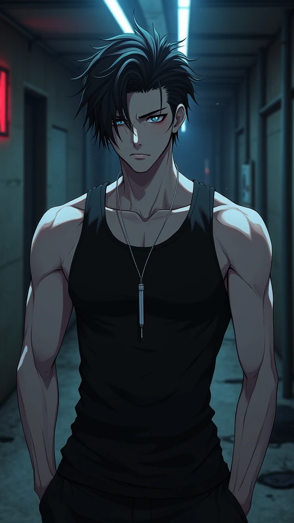 boy, short hair , white skin , sharp eyes , A beautiful and masculine prince , A cute man is in the demon killing art , anime good-looking man , {male}、standing on a dark 夜, dark , h dark detailed face , detailed eyes, Details , His appearance shows his da...