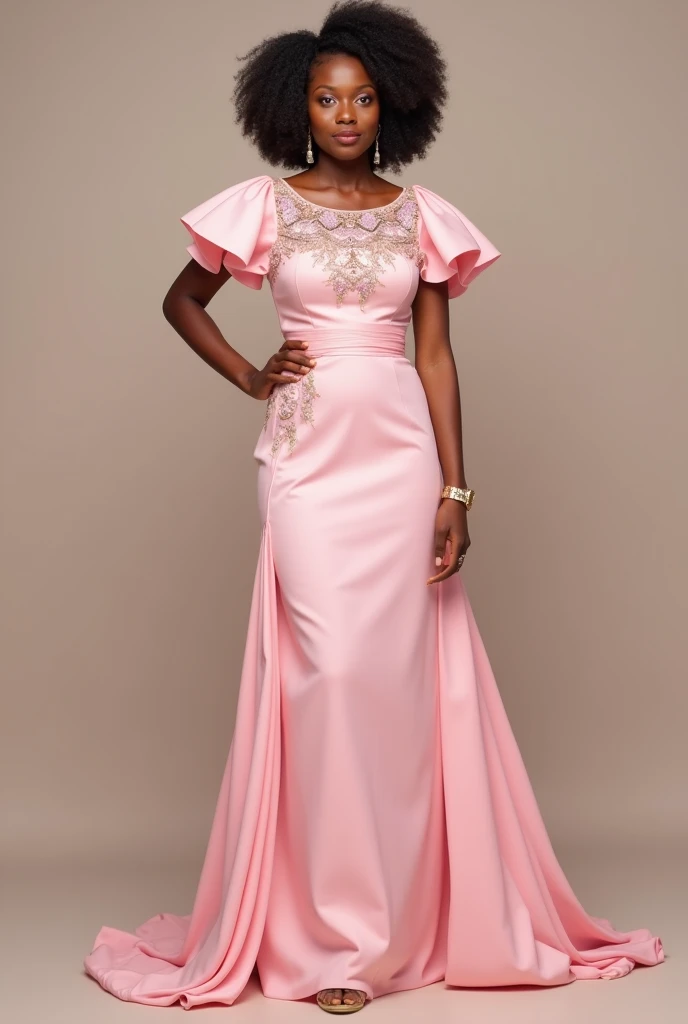 Nigerian asoebi pink dress knee length and demure. Not exposing breasts or thighs.
A different neckline. Easy to make and wear.
A round neckline or V neck 