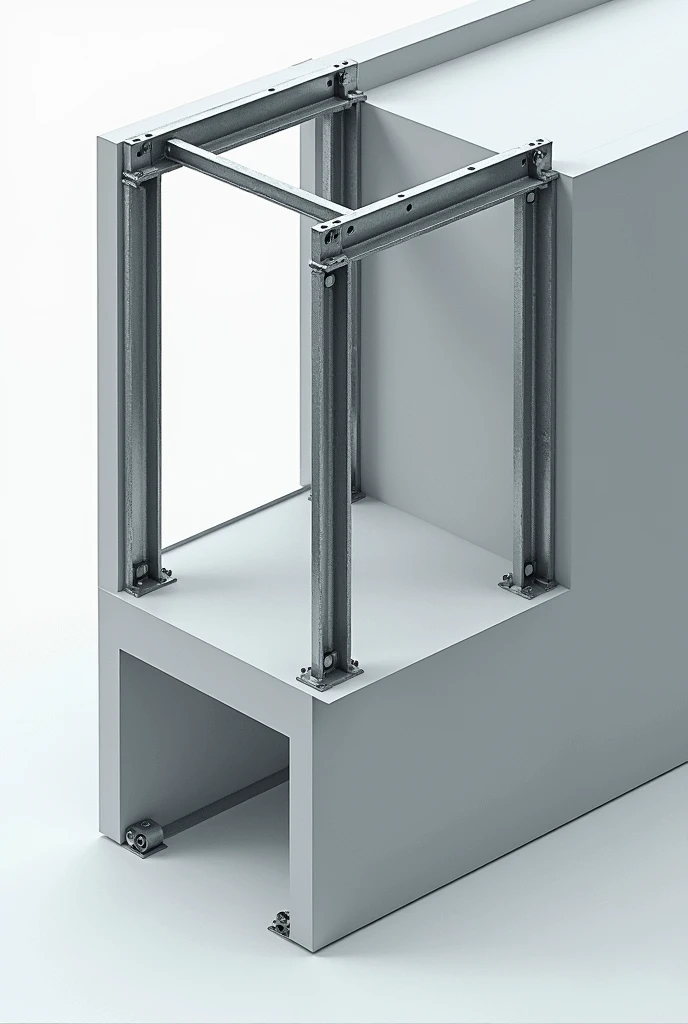 Do you want an axonometry of a metal I-beam and a metal column and their joists in a constructive section, Another image but that these structures are seen with a lightened slab and everything forms an environment 