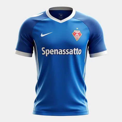 Mokup blue and white soccer jersey with Spenassatto logo