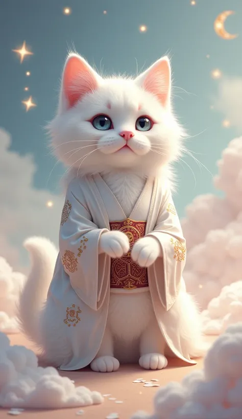 White and cute idol fortune telling cat