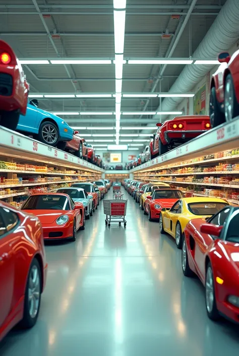  A supermarket full of cars realistic image 4k 