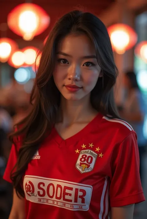 Make me a video of a very sexy and beautiful Asian woman wearing a jersey that says QQ88BET