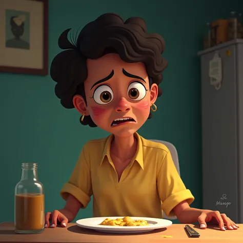 ( With a weak and broken voice ,  trying to disguise the malaise )
" Acácio... Im not feeling well... I have a fever ,  chills and a pain in my body... I think it could be malaria, or maybe something worse ."  Disney Pixar Cartoon Style