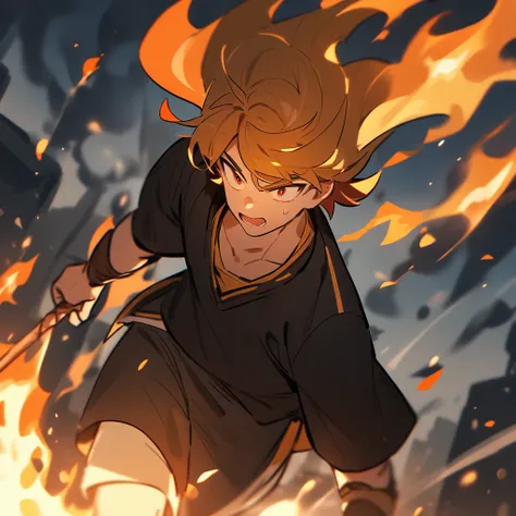 a boy around with fire