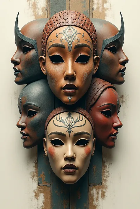 collage of masks where there is visual balance and harmony