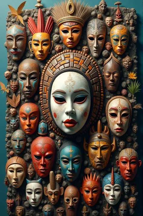 Collage of masks 
