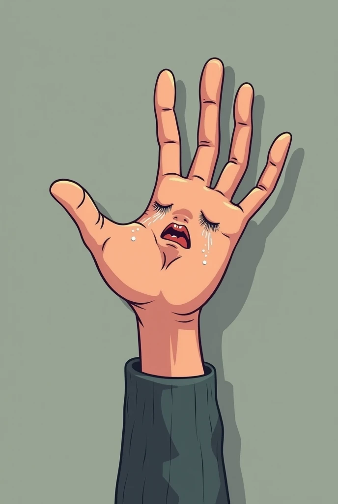 Create a sad cartoon hand 
