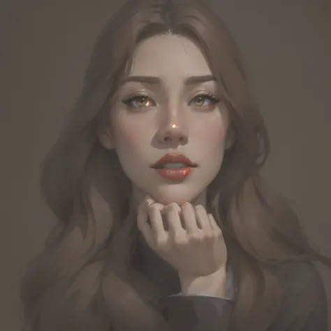 a close up of a woman with long hair and a red lipstick, janice sung, portrait of kpop idol, portrait of christy ren, portrait o...