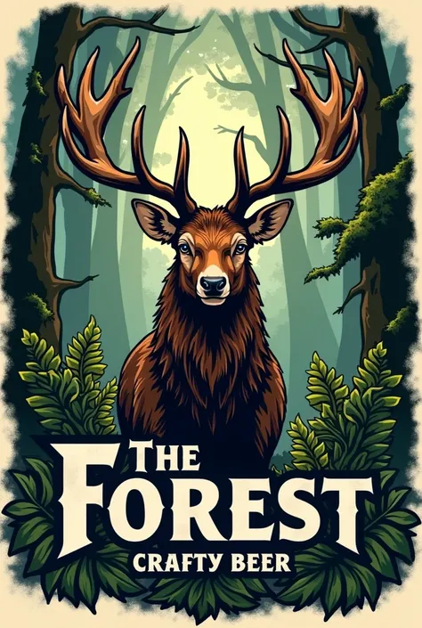 logo label for beer called "The forest"