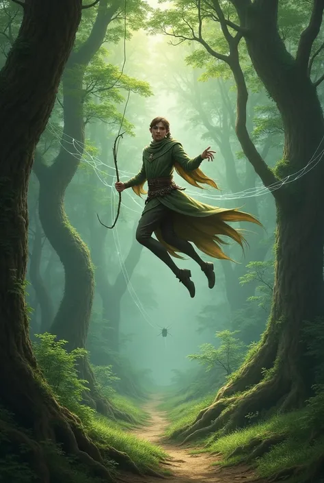 spiderman,  the Herald of the Forest

An agile elf who uses magic webs to move among the trees of Lothlórien and combat the giant spiders of Dol Guldur. He has keen senses and is a skilled spy .