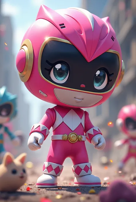 Cute pink power ranger with big head