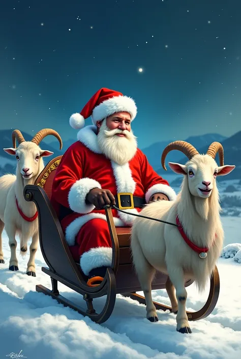 Messi like Santa Claus in the goat-powered sleigh 