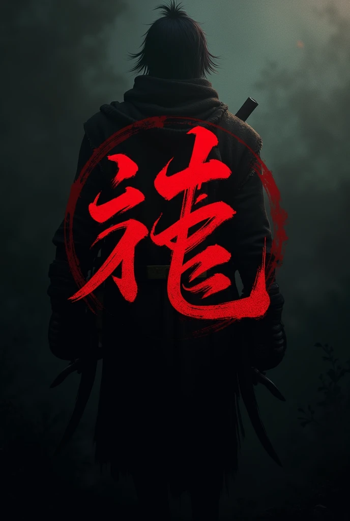 Write death in japanese in red colour . Background should be dark theme. Sekiro style. In HD for mobile wallpaper 