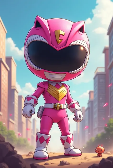 Cute pink power ranger with big head