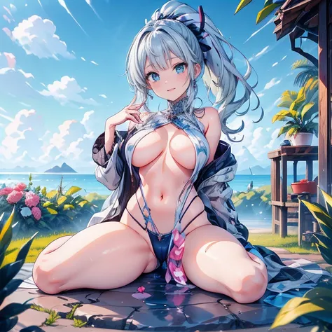 Full body Waifu beautiful detailed eyes, beautiful detailed lips, extremely detailed eyes and face, longeyelashes, 1girl, sensual, young woman, sexy medium / large breasts, beautiful feminine face, nice sexy thighs, slim, sexy, erotic, beautiful fashion cl...