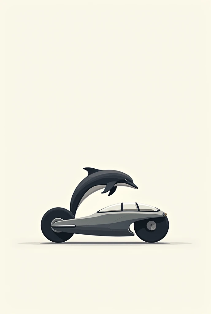 Make a motorcycle and a dolphin with simple lines only