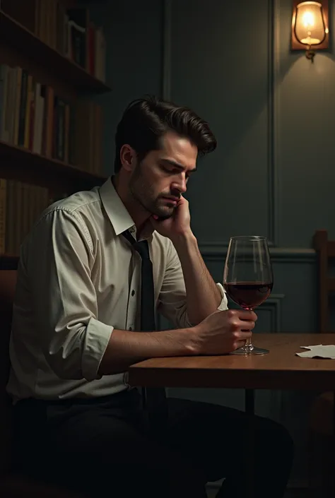 sad man drinking wine