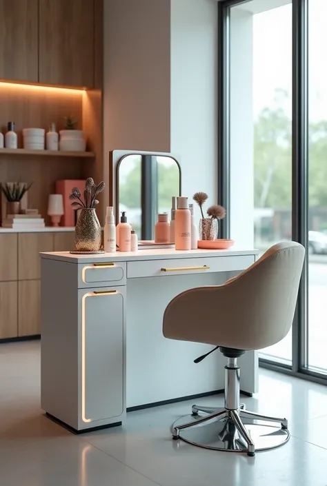 modern hairdressing table and chair product display 