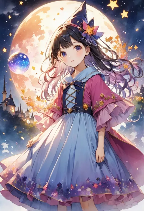 ランタンをぶら下げたほうきで星空を飛ぶ笑顔のwitch、明るいwitch、witchの少女、Beautiful Wizard、空のwitch、witchおとぎ話、witch、witch、古典的なwitch、 Fascinating 、美しいカウボーイのwitch、witch、 Anime Fantasy Illustrations 、魔術師の魔法のwitch、 fantasy art style 、若いwitchの女の子の肖像画