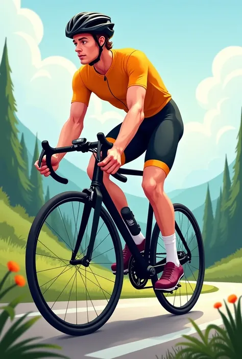 homme à vélo avec casque illustration