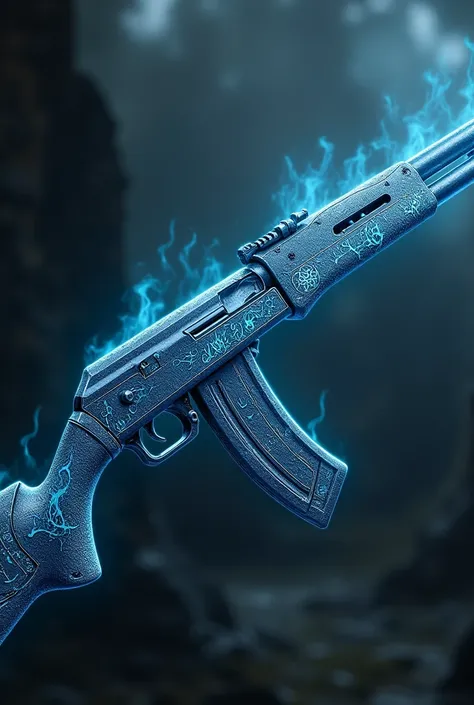 ((best quality)), ((masterpiece)), ((detailed)), ((Fantasy)), ((Medieval)), ((Remove Magazine)), Magical Shadowy KAR96 with Dark Blue rune scriptures on it