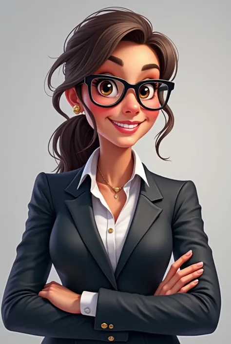 The avatar should have a friendly and approachable look, with a modern and tech-savvy appearance. Include elements such as stylish glasses, sleek clothing, and a confident smile. The avatar should convey a sense of expertise and trustworthiness in the real...