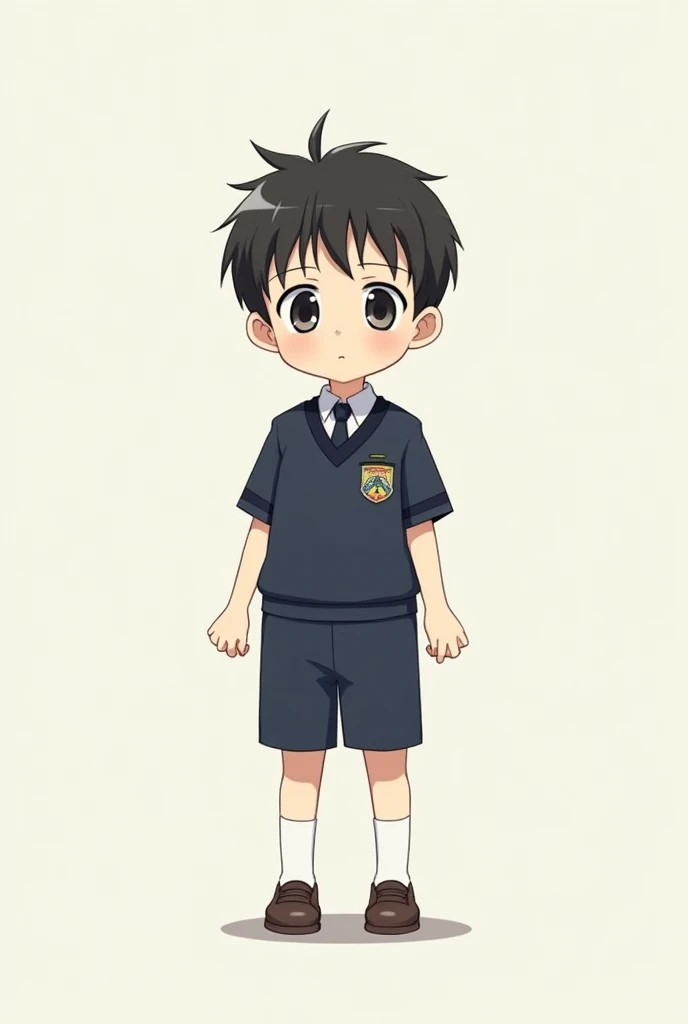 A skinny Japanese elementary school student wearing a uniform