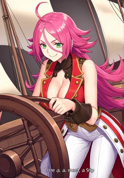 High resolution,  masterpiece, necessary,  The best quality, Detail, quality,  lyrics,  very detailed, Desde un lado, 

1girl, solo,

Francis drake, francis drake fate  grand order,  long hair , pink hair, white pants, smile, Ojos azules, Feliz, Dientes, 
...