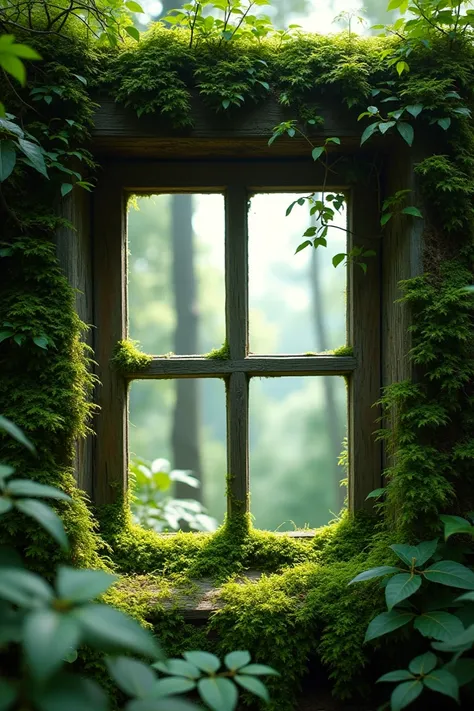 Creating a moss window frame photo