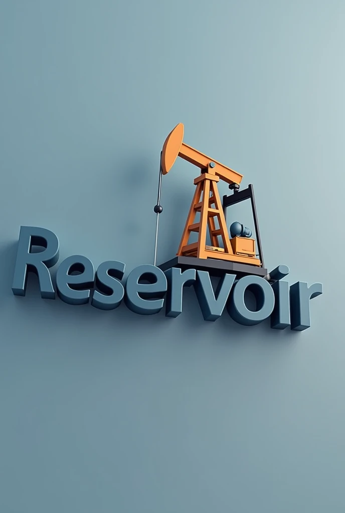 Logo type that contains the word reservoir in 3D letters font arial ,  the letter Y has to be bigger than the others by a little and from the top of the Y there is an oil drilling seesaw and you can see that it is taking oil from the underground reservoir 