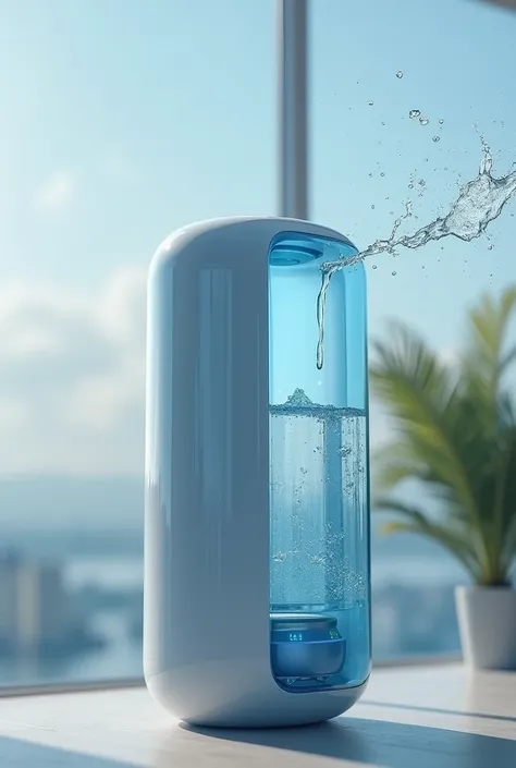 Small, portable air drinking water machine, brings the moisture from the air to clean water