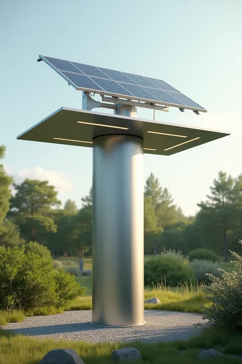 Create a tube horizontally and add a solar panel on the tube 
