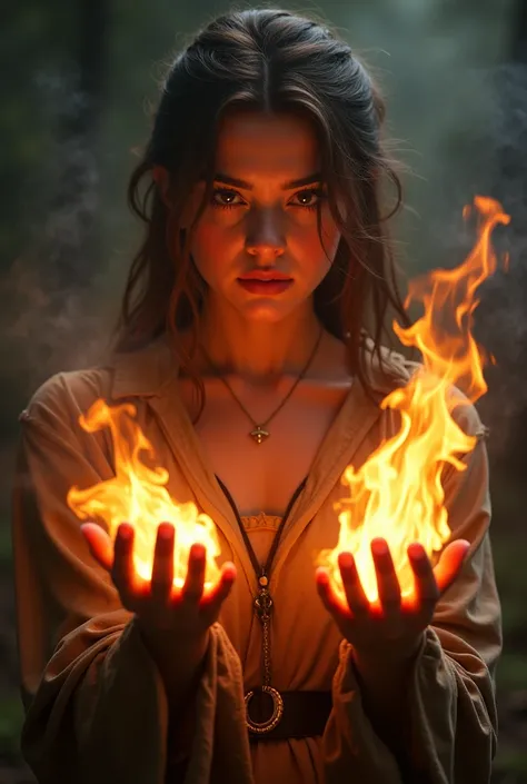 Girl with fiery hands 