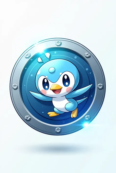 cree moi un logo cryptomonnaie avec piplup le pokemon a linterireur de la piece de crypto