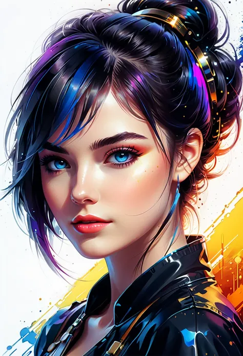  fluorescent horizon , digital brush strokes ,  stylish studio shading on top ,
Shadow andскусство,  digital illustration .  close-up ,
 close-up  по пояс в душе купается обнаженная,  Neon girl android , andскусствоificial intelligence, RTH, 8 k, HDR,  Bes...