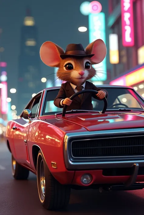 Anthro Mouse with dodge charger from 70s