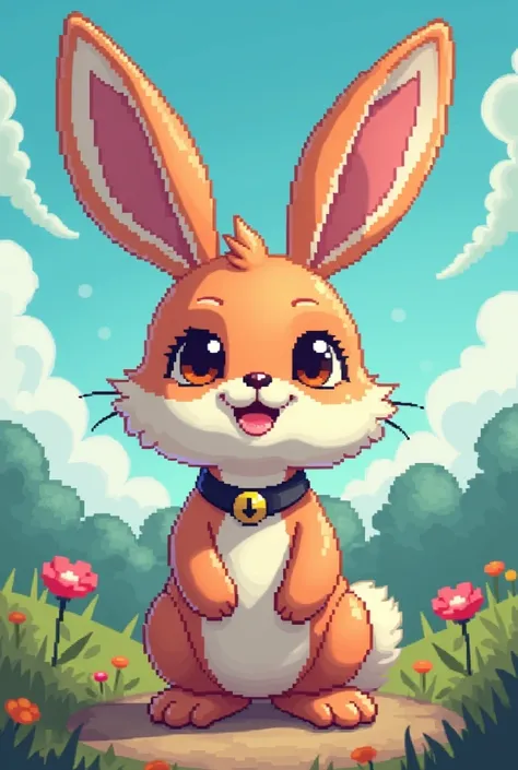 a pixelated character like an unusual hare to play, he must be cute and not exactly a hare in dark shades